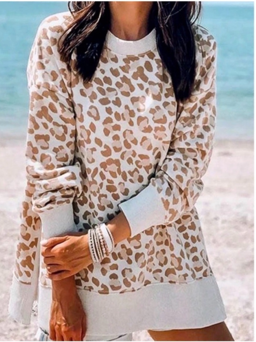 Aerie leopard print oversized crewneck sweatshirt